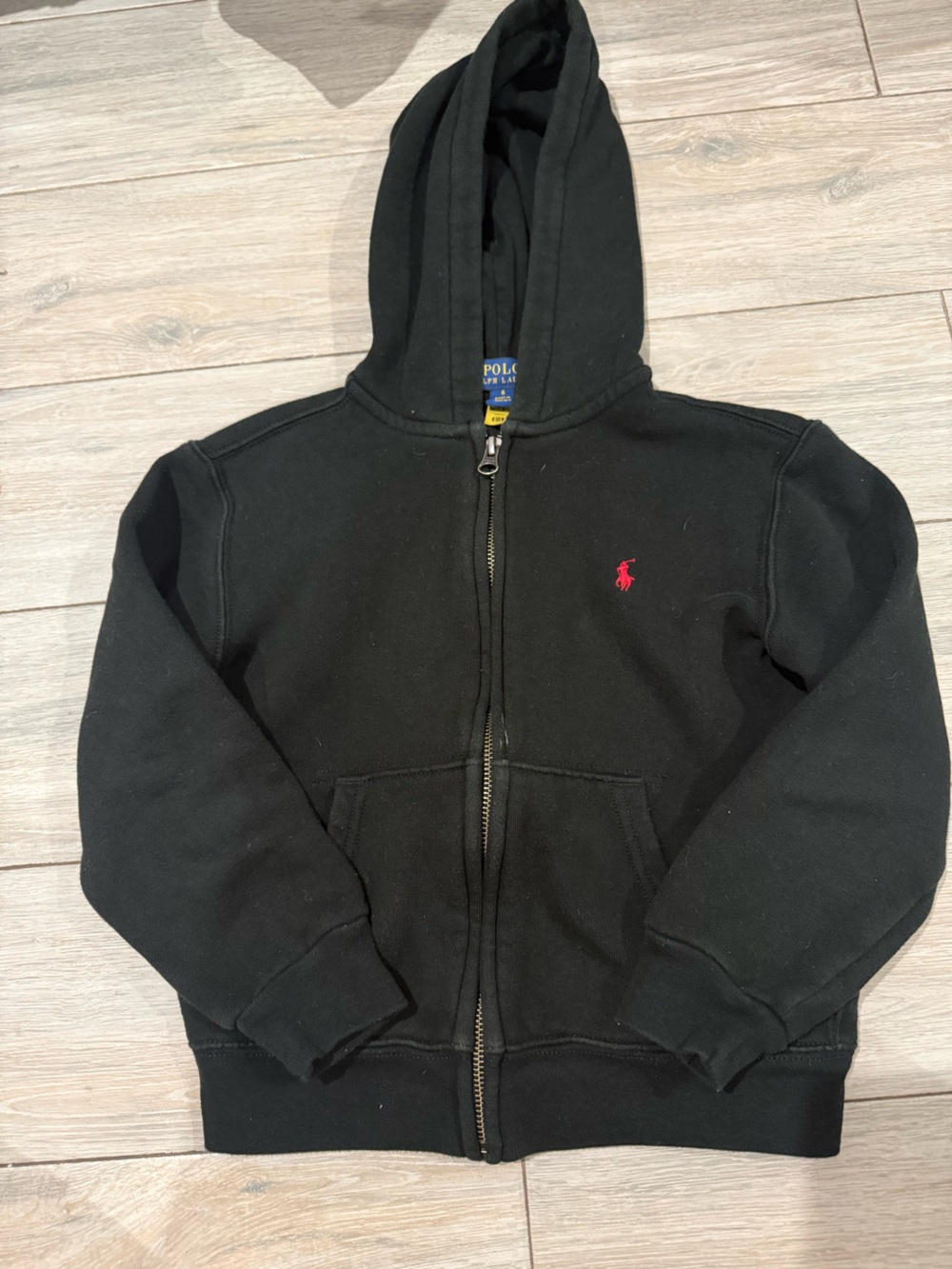Kids Polo by Ralph Lauren Black Hoodie with Red Pony Embroidery